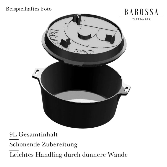 Babossa 4.5er innovativer Gusseiserner Topf | SET Deckelheber & Kreuz | Dutch Oven | Made in Germany