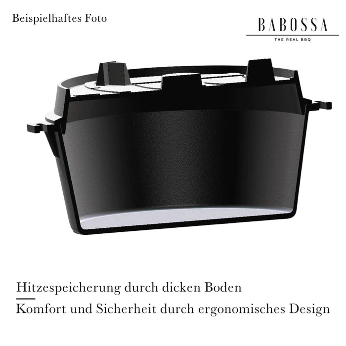 Babossa 9er Innovativer Gusseiserner Topf | SET Deckelheber & Kreuz | Dutch Oven | Made In Germany