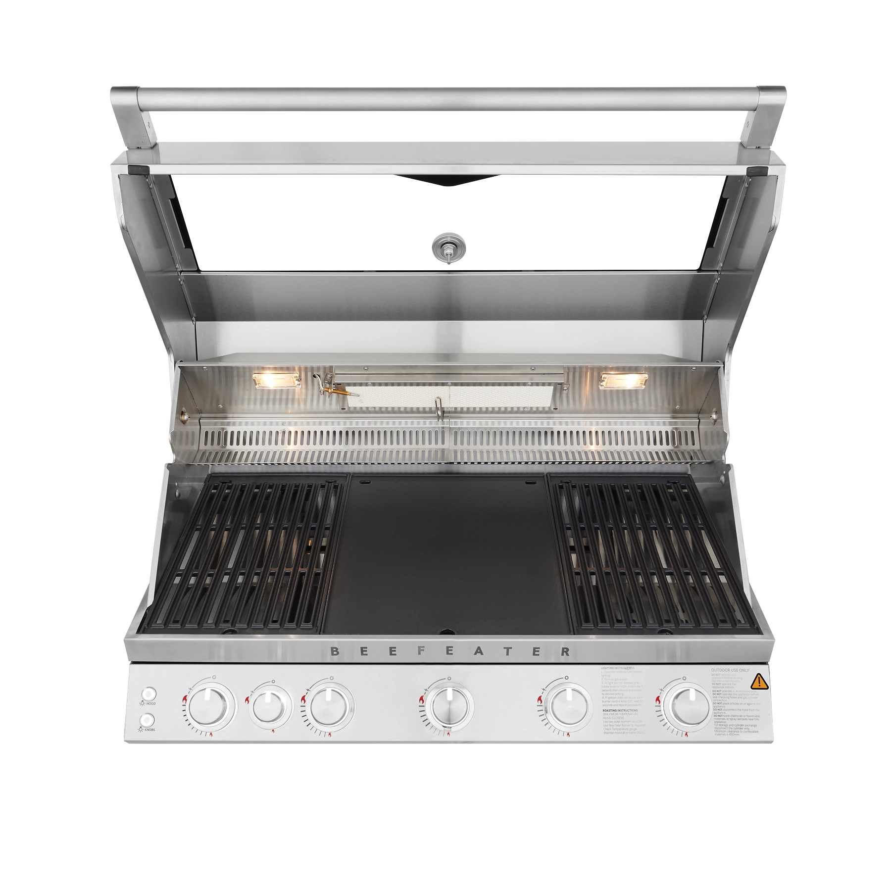 BeefEater 7000-Serie Premium 5-Brenner Einbau-Gasgrill mit offenem Deckel