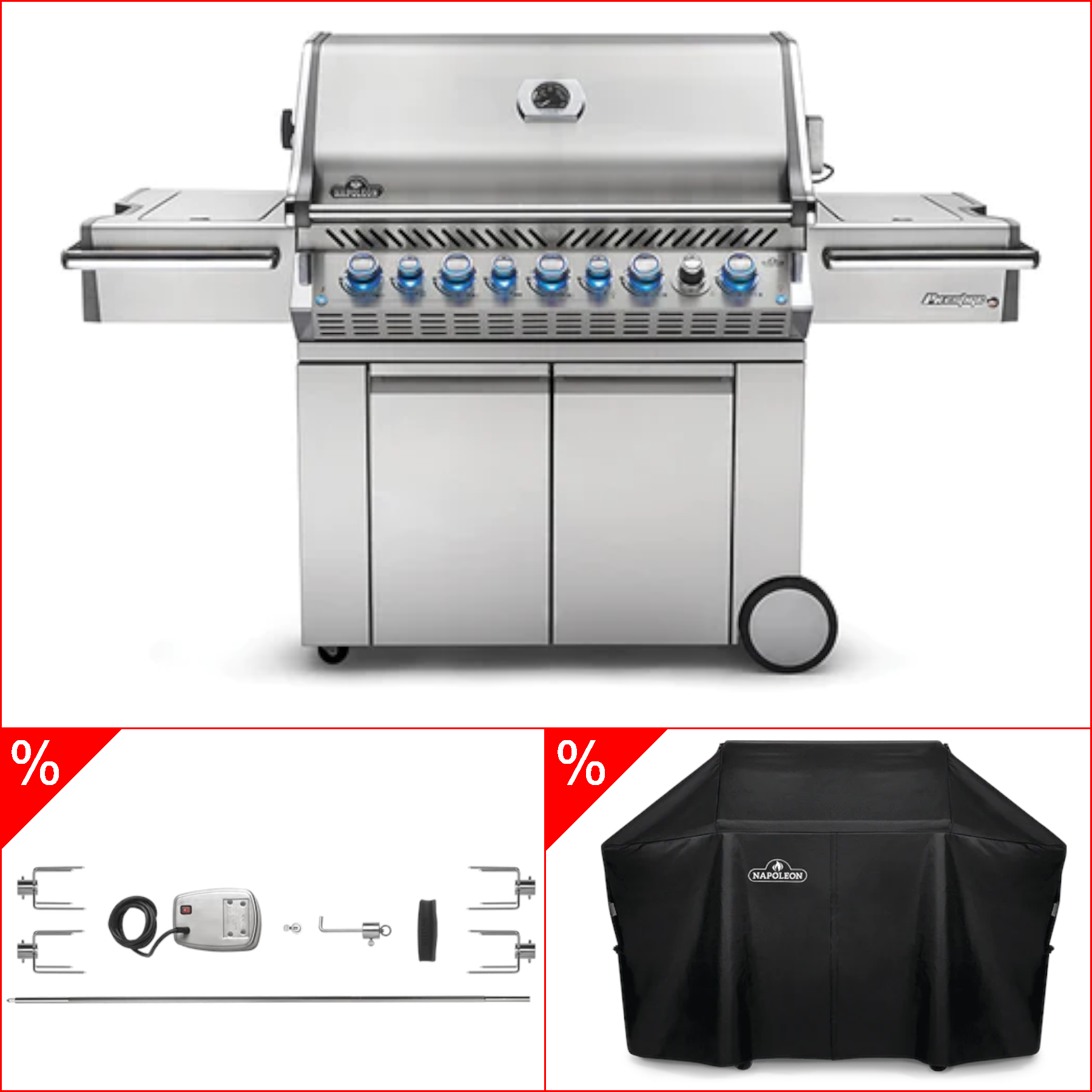 Napoleon Prestige Pro 665 inkl. Rotisserie & Abdeckhaube