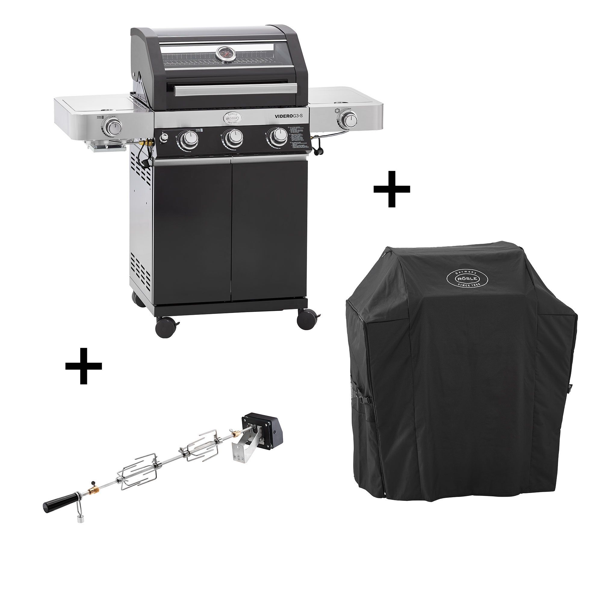 Rösle Gasgrill BBQ-Station VIDERO G3-S Vario+ 50 mbar inkl. Abdeckhaube und Drehspieß